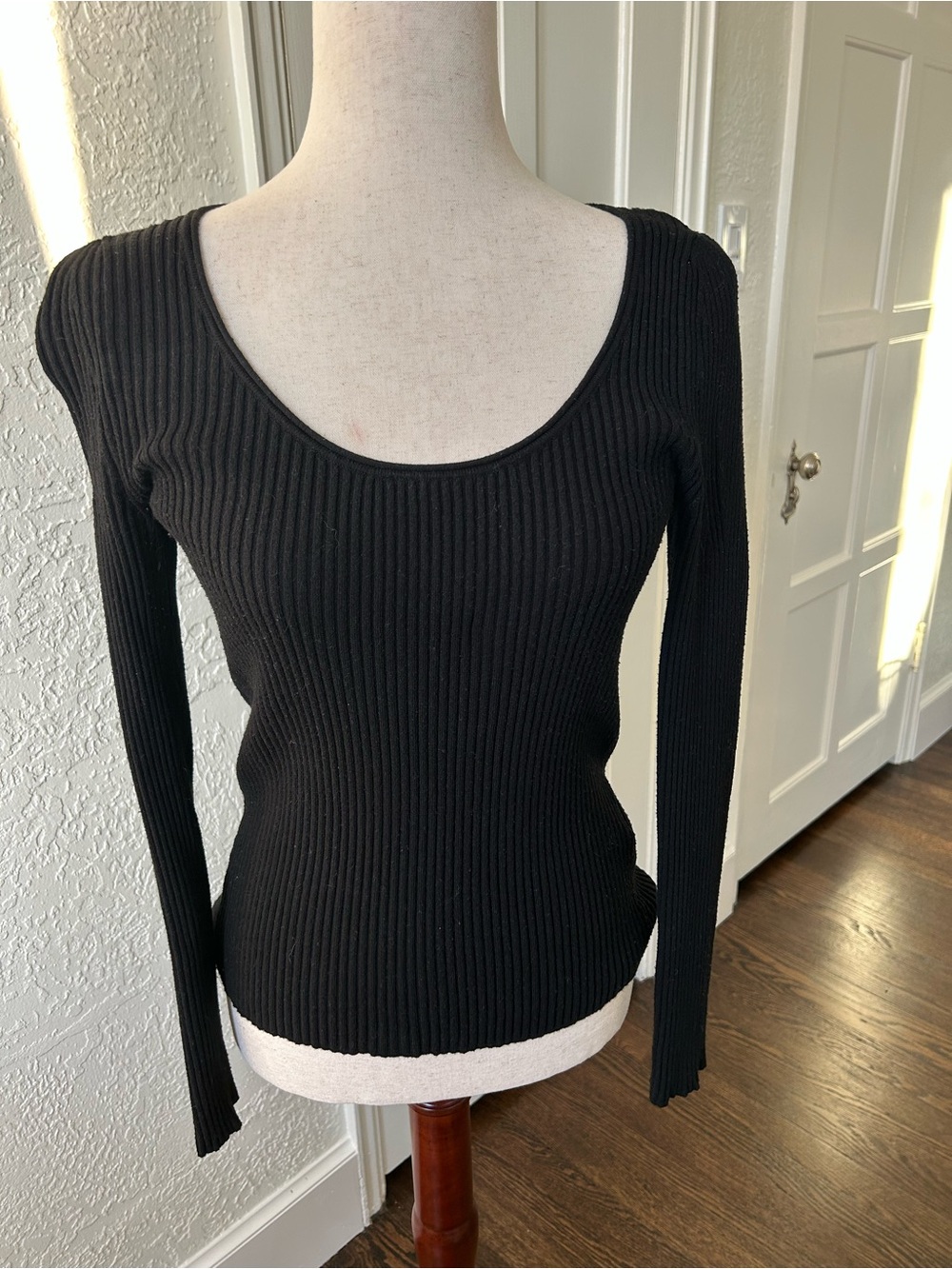 Banana Republic Black Ribbed Scoop Neck Sweater